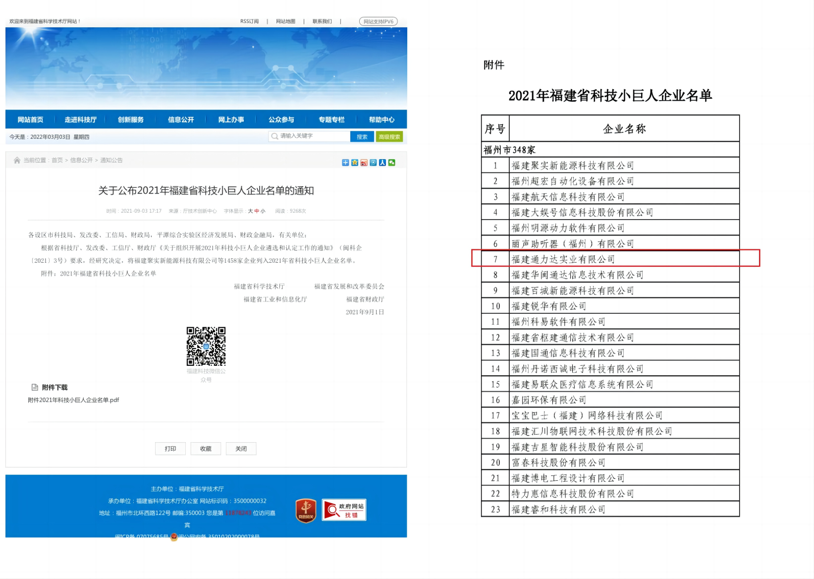 2021年福建省科技小巨人企業